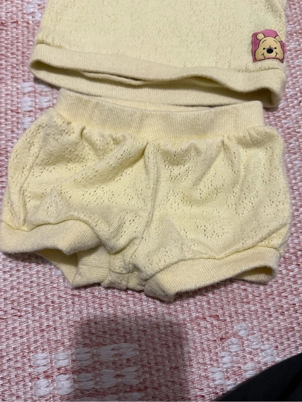 Disney Butter Yellow Knit Polo Top and Shorts Set with Winnie the Pooh Vintage